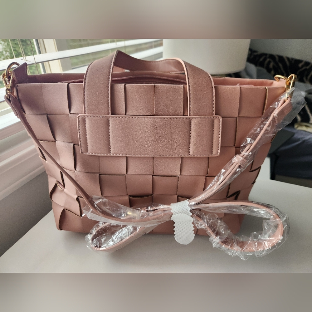 Antik Kraft Woven Pink Crossbody/double Handle Handbag